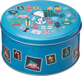 PEANUTS fém tárolódoboz, Snoopy karácsonya Ø 13,5 cm