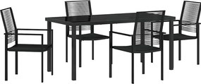 vidaXL Kert étkező szett 5 pcs Fekete Porszórt acél