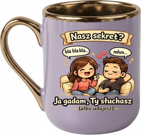 Elegáns bögre A mi titkunk? Én beszélek, te hallgatod a Valentin-napot 330 Lila