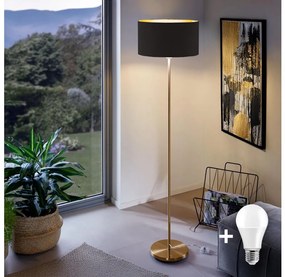 Polux LED állólámpa TUNJA 1xE27/20W/230V, átmérő 38 cm, arany/fekete 1xSA2189+1xEG32486
