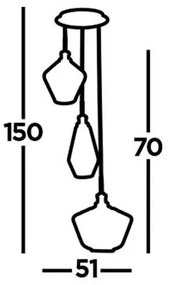 Searchlight  5423-3BK - Csillár zsinóron MIA 3xE27/60W/230V fekete