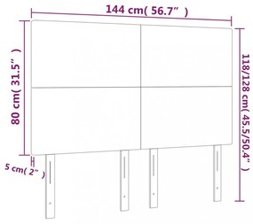 cappuccino műbőr LED-es fejtámla 144x5x118/128 cm