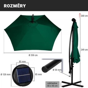 STILISTA Kerti  napernyő LED fogantyúval 350 cm bézs