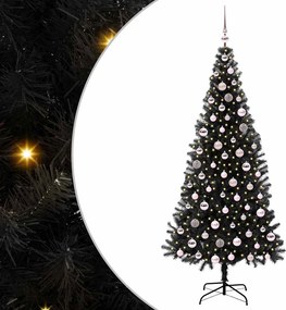 vidaXL Karácsonyfa 300 LED-del állvánnyal Fekete 210 cm PVC