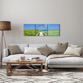 Kép - Tájkép és a szivárvány (órával) (90x30 cm)