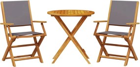 vidaXL 3 részes antracitszürke szövet és tömör fa bisztrószett