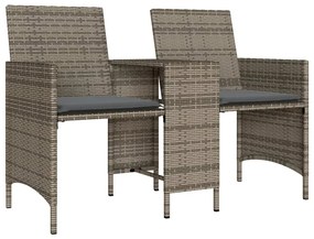 2 személyes szürke polyrattan kerti kanapé asztallal/székkel