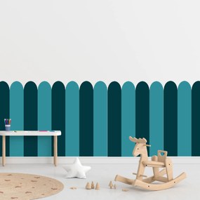 PIPPER. Textil öntapadó tapéta - Boltív - Kék-zöld színű Méret: 100cm, Szín: Kombináció