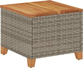 vidaXL szürke polyrattan és akácfa kerti asztal 45 x 45 x 37 cm