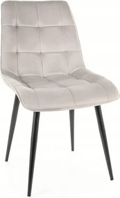 Velúr szék Chic Velvet Signal Világosszürke, fekete lábak