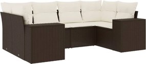 vidaXL 6 részes barna polyrattan kerti ülőgarnitúra párnával