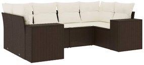 vidaXL 6 részes barna polyrattan kerti ülőgarnitúra párnával