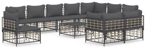 vidaXL 11 részes antracitszürke polyrattan kerti ülőgarnitúra párnával