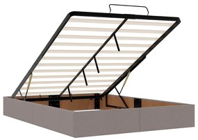 Ottomán tópszínű szövet ágykeret matrac nélkül 140 x 190 cm