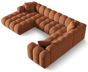 Terrakotta színű zsenília sarokkanapé (jobb oldali-U alakú) Treno – Cosmopolitan Design