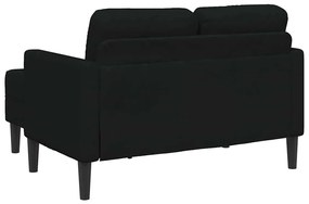 fekete anyagból 2 üléses kanapé L-alakú kanapéval 125 cm