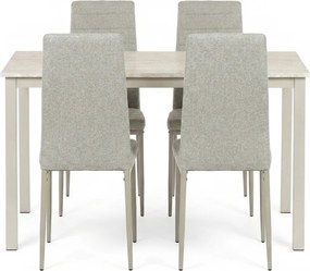 4 személyes étkezőszett szürke székekkel, travertin asztallal, asztal méret: 110x70x75cm, ASE-1039 CRM2