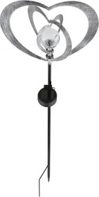 Globo 36580 Solar lámpa, ezüstszürke/fekete fém, matt fekete műanyag, átlátszó gömb repedezett üveg hatással, tolókapcsoló, AAA 300mAh 1.2V elemmel, IP44, HxSzxM: 280x60x820mm, tartozék: LED 0.06W 3V, 3000K