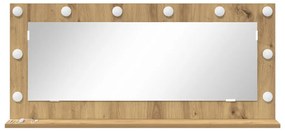 LED világítással ellátott sminktükör Kézműves tölgy 100x45x18 cm