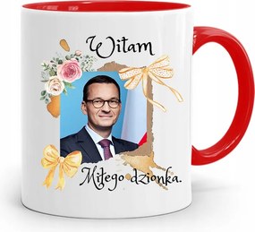Piros Politikus Bögre Mateusz Morawiecki Miniszterelnök fényképes nyomtatással