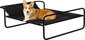 PawHut Kültéri Kutya Fekhely, Emelt Kutya Ágy Lélegző Hálós Borítással, Kis és Közepes Kutyák Számára, Fekete 91 x 69 x 29 cm | Aosom