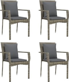vidaXL 4 db szürke polyrattan kerti szék párnával