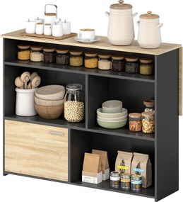 HOMCOM kihajtható bárasztal lehajtható lappal — magas konyhai asztal 1 szekrénnyel és 4 nyitott rekesszel, modern kéttónusú kialakítás kis terekhez, 1