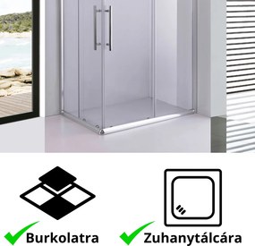 Stuxi Nizza 120x70 cm aszimmetrikus két tolóajtós zuhanykabin 6 mm vízlepergető biztonsági üveggel, króm elemekkel, 190 cm magas