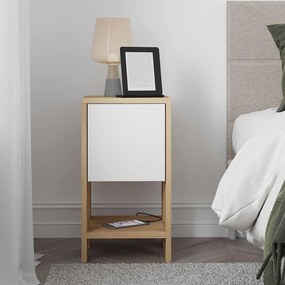 Éjjeliszekrény Ema - Sapphire Oak, White
