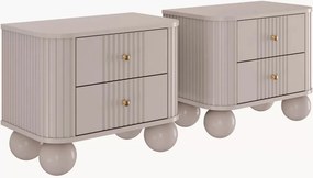 Vesper éjjeliszekrény szett 56 cm - kasmír / arany fogantyúk / gömb alakú lábak