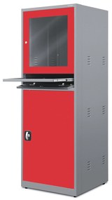 Ipari számítógépes szekrény STEVE, 640 x 1750 x 630 mm, antracit-piros