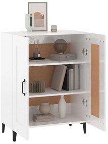 magasfényű fehér szerelt fa tálalószekrény 69,5 x 34 x 90 cm