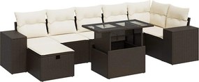 vidaXL 5 részes barna polyrattan kerti ülőgarnitúra párnával