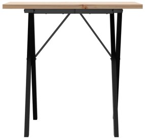 Tömör fenyőfa és acél étkezőasztal X-vázzal 80x50x75,5 cm