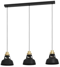 Eglo 390231 - Csillár zsinóron ESPINARDO 3xE27/40W/230V fekete/arany
