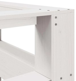Könyvespolc fejtámla L-alakú fehér 120 cm tömörfa fenyőfa