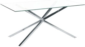 Ezüstszínű üveglapos étkezőasztal 160 x 90 cm CORA Beliani