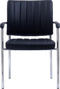 Tárgyalószék, fekete ekobőr/króm, FLORIN