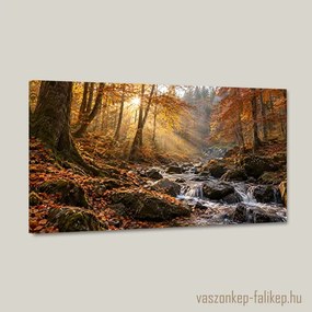 Őszi Fények Patakpartja vászonkép – prémium nyomat 40x23 cm