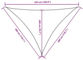 bézs háromszög alakú oxford-szövet napvitorla 3 x 3 x 4,24 m