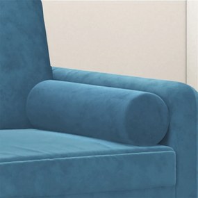 2 db kék bársony díszpárna Ø15x50 cm