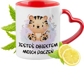 Tigris Bögre Piros Szív Alakú Füllel Ajándék