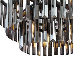 Modern fekete csillár füstüveggel, 9 ágú - Amel