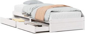 vidaXL fehér tömör fenyőfa ágy matrac nélkül 75 x 190 cm