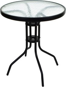 Kerek kerti asztal üveglappal ISLAND 60 cm, fekete