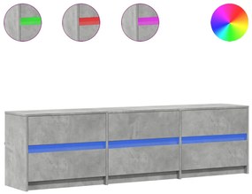 betonszürke szerelt fa TV-szekrény LED-ekkel 180 x 34 x 50 cm