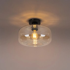 Art Deco mennyezeti lámpa fekete borostyánüveggel - Bizle