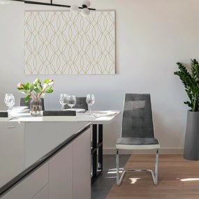 Étkezőszék, sötétszürke szövet/textilbőr fehér/króm, SALOMA NEW