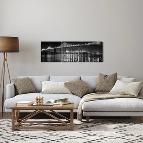 Kép - Fekete-fehér híd (órával) (90x30 cm)