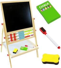 KRUZZEL Gyermek kétoldalas tábla (kréta és mágnes) kellékekkel - 6in1